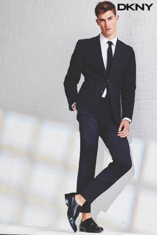 DKNY Navy Slim Fit Cropped Suit